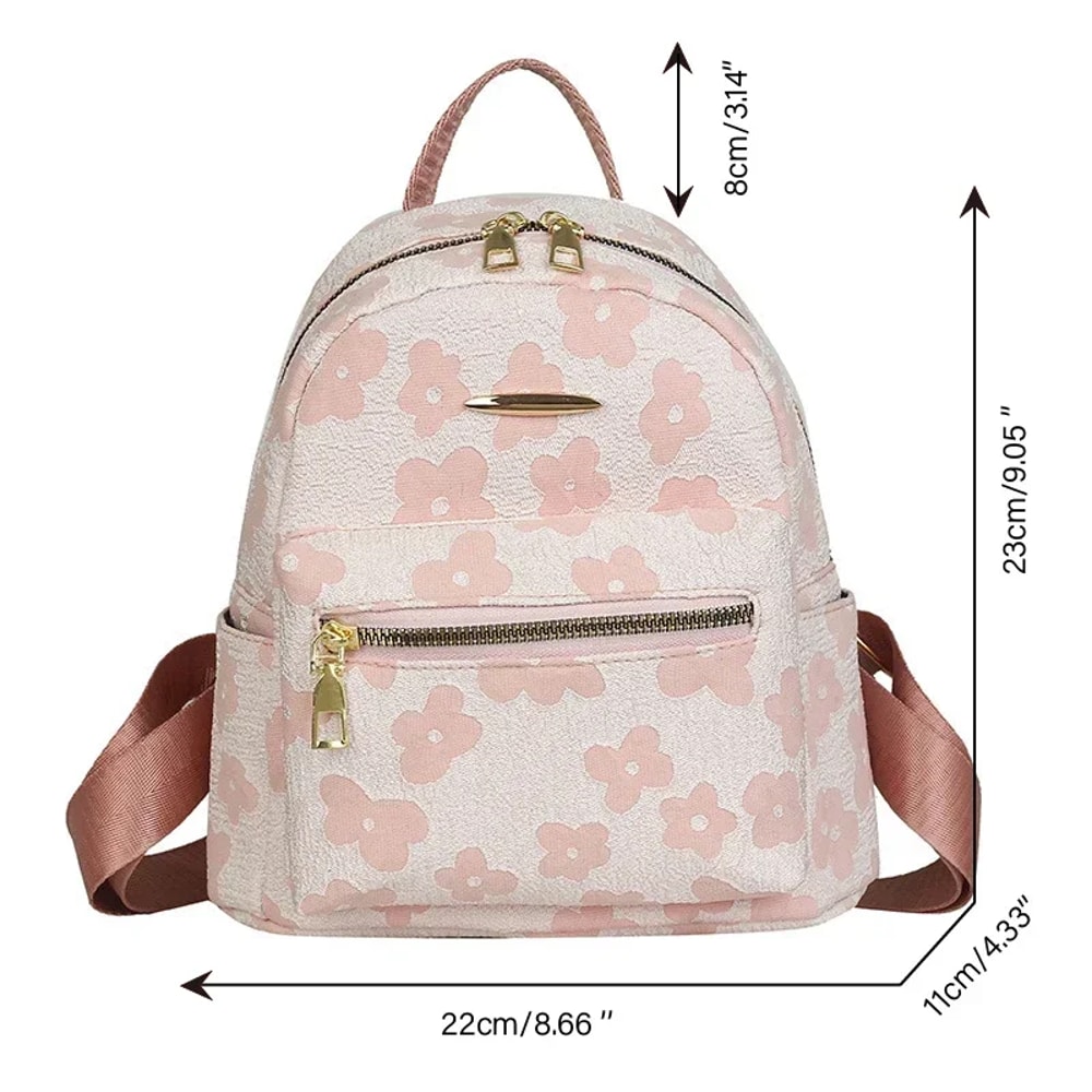 Floral Mini Leather Backpack For Women Small Shoulder Bag Phone Pouch Travel Purse 5