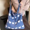 Heart Shape Knitted Tote Bag Handmade Woven Shoulder Crossbody Purse