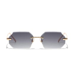 rimless designer sunglasses with diamond cut lens frameless metal uv protection shades