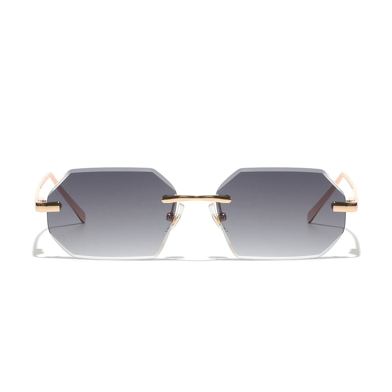 Rimless Designer Sunglasses with Diamond Cut Lens Frameless Metal UV Protection Shades