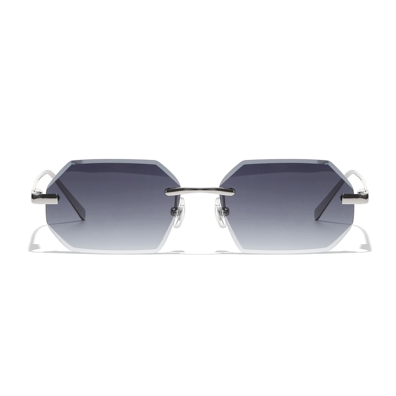 Rimless Designer Sunglasses with Diamond Cut Lens Frameless Metal UV Protection Shades
