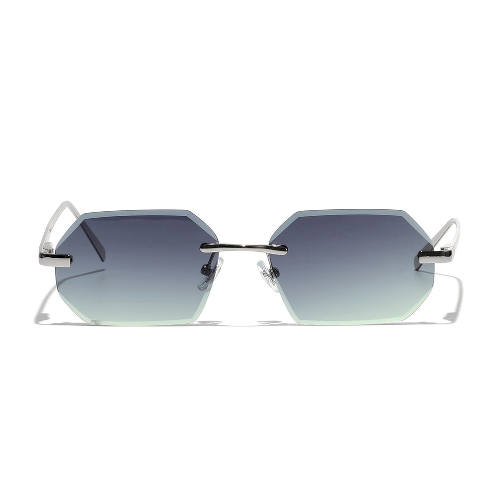 Rimless Designer Sunglasses with Diamond Cut Lens Frameless Metal UV Protection Shades