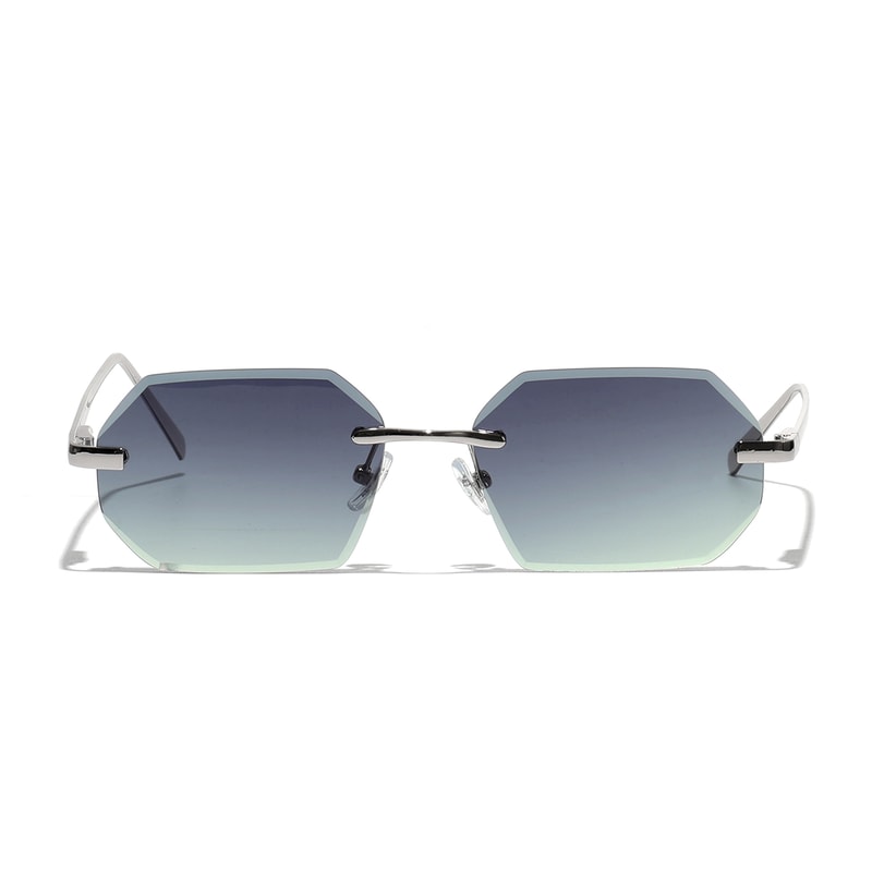 Rimless Designer Sunglasses with Diamond Cut Lens Frameless Metal UV Protection Shades