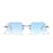 Rimless Designer Sunglasses with Diamond Cut Lens Frameless Metal UV Protection Shades