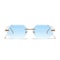 Rimless Designer Sunglasses with Diamond Cut Lens Frameless Metal UV Protection Shades