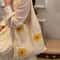 Floral Crochet Tote Bag for Women Cute Knitted Shoulder Handbag for Daily Use