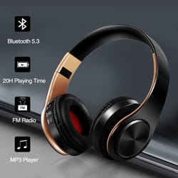 wireless bluetooth headphones with fm radio sd card support and 20 hour battery