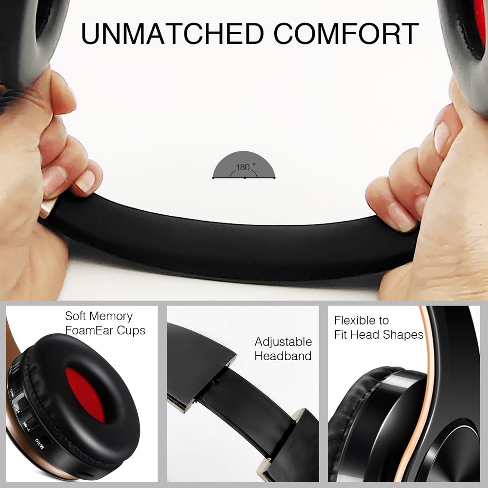 Wireless Bluetooth Headphones with FM Radio SD Card Support and 20 Hour Battery