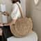 Summer Round Straw Bag Handmade Rattan Beach Tote Large Capacity Shoulder Bag