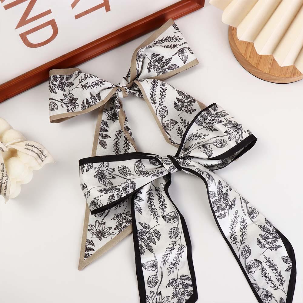 Floral Silk Hair Scarf Ribbon Korean Style Satin Hairband For Women 3