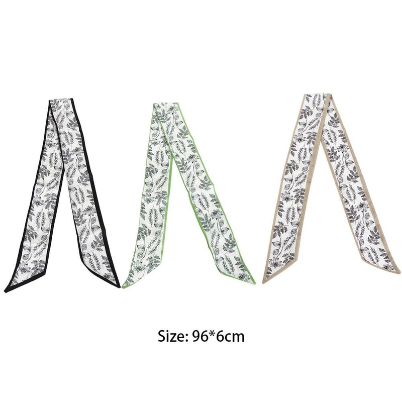 Floral Silk Hair Scarf Ribbon Korean Style Satin Hairband For Women 4