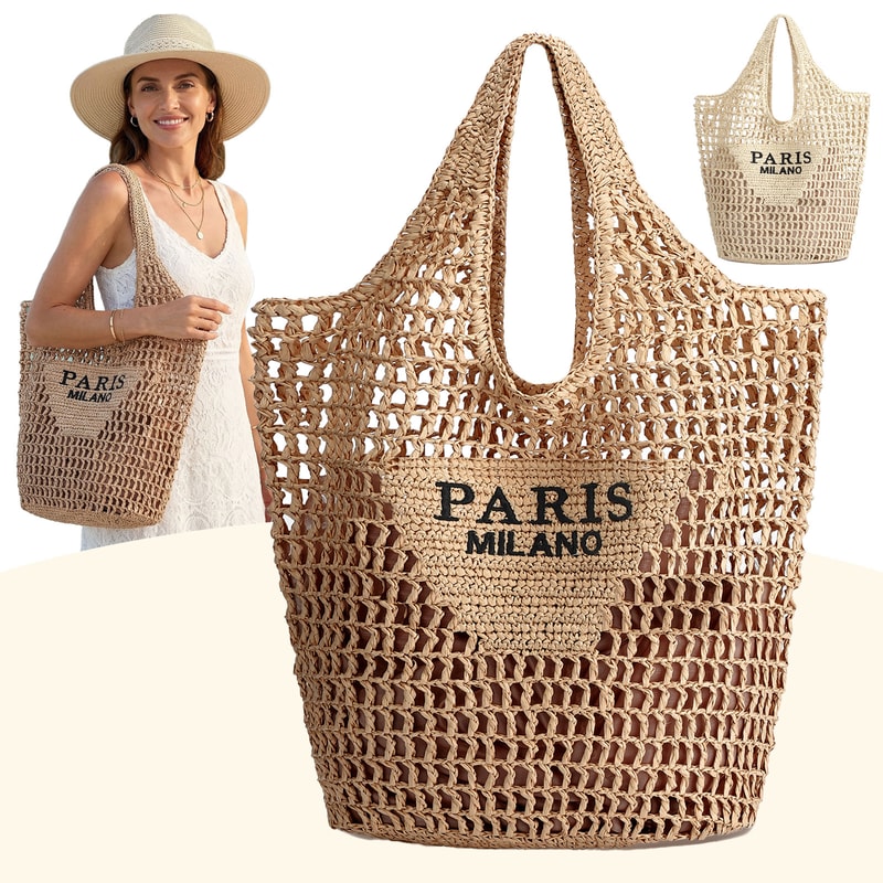 Handmade Straw Beach Bag Large Capacity Woven Summer Tote For Women 1