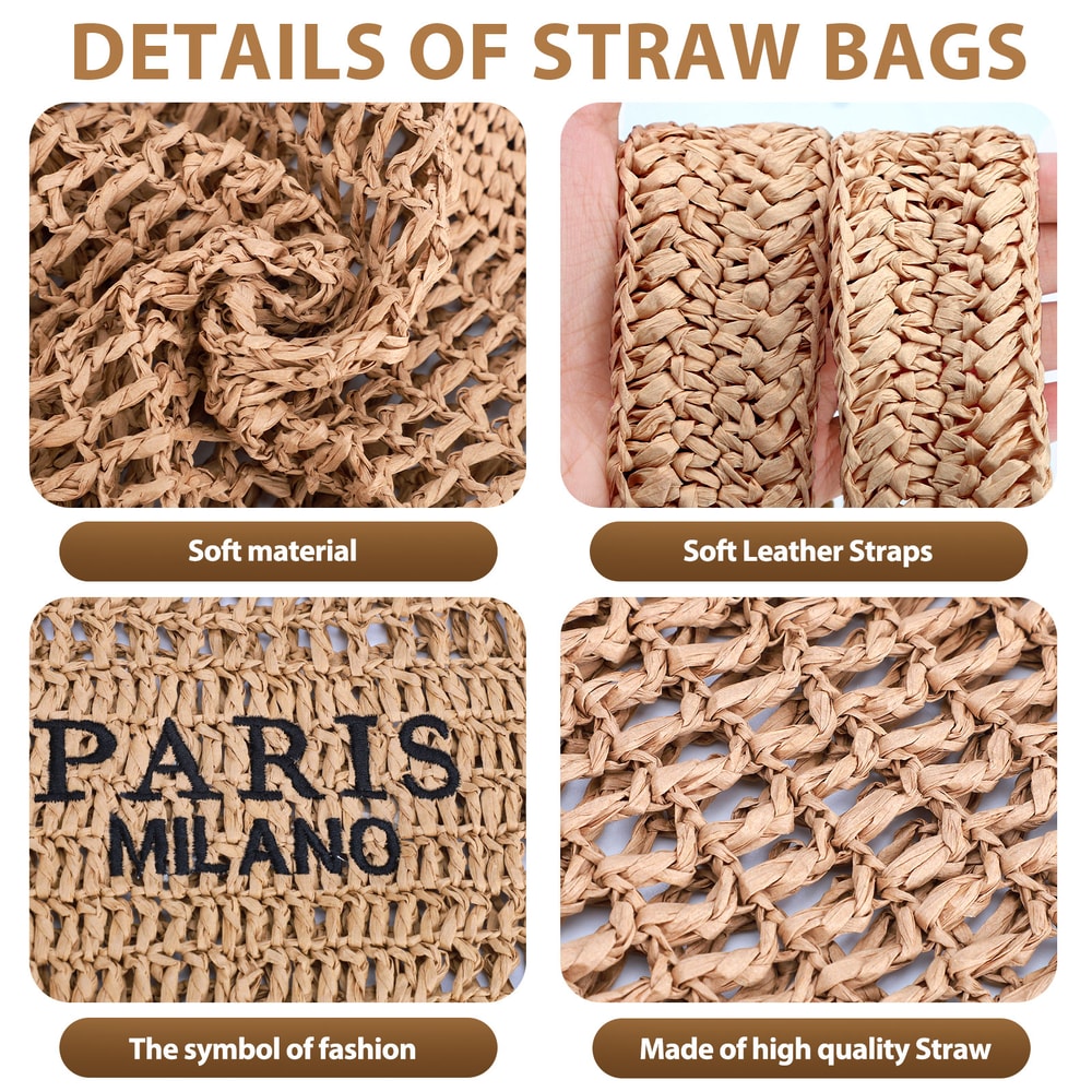 Handmade Straw Beach Bag Large Capacity Woven Summer Tote For Women 3