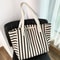 Striped Canvas Beach Tote Bag Large Capacity Summer Shoulder Handbag For Women 1
