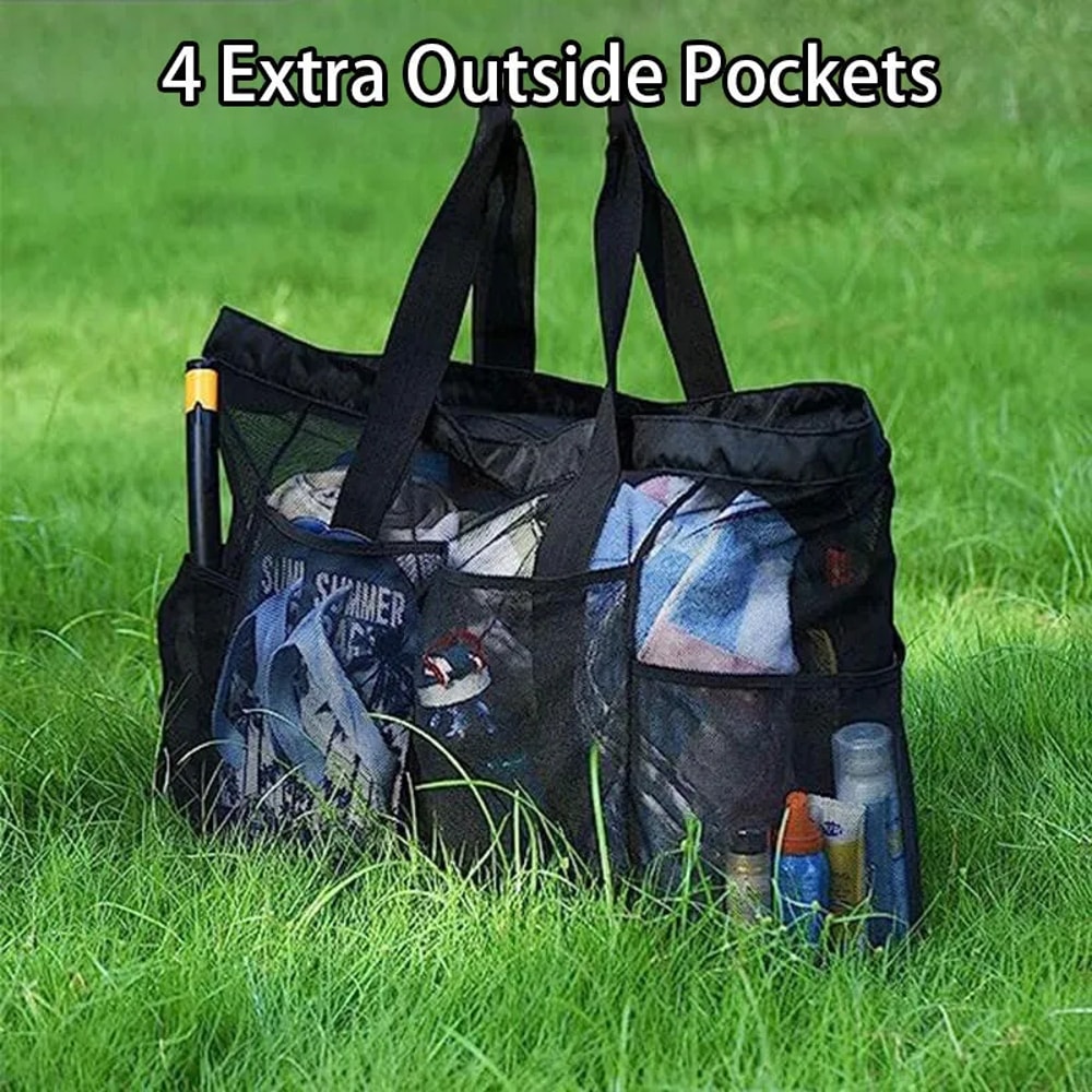 Extra Large Mesh Beach Bag with Pockets Lightweight Foldable Swim and Travel Tote