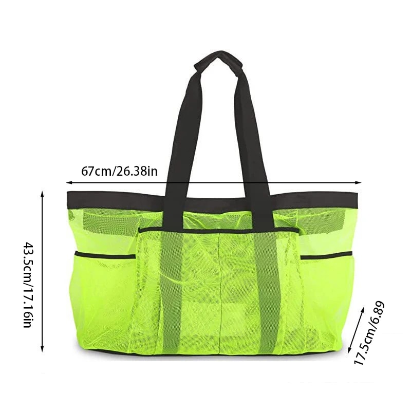 Extra Large Mesh Beach Bag with Pockets Lightweight Foldable Swim and Travel Tote