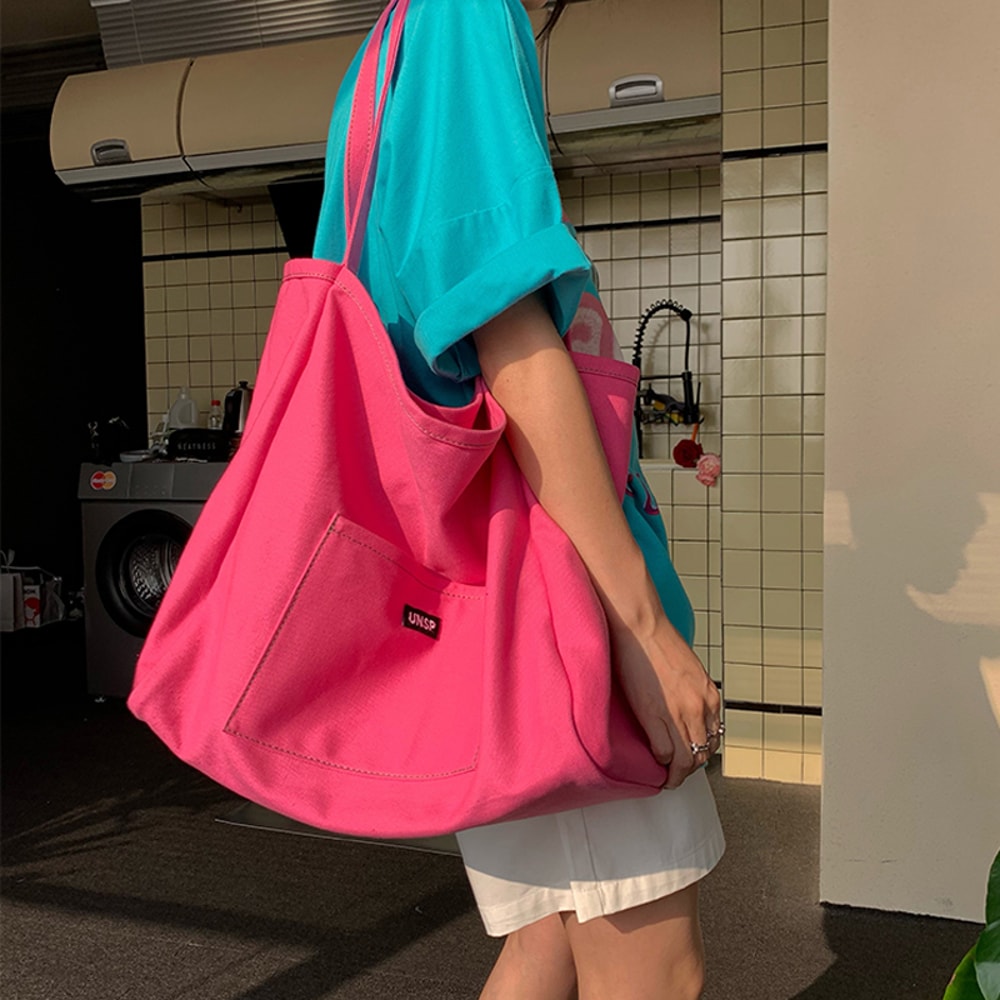 Reusable Canvas Tote Bag Lightweight Foldable Shoulder Shopping Bag For Women 5