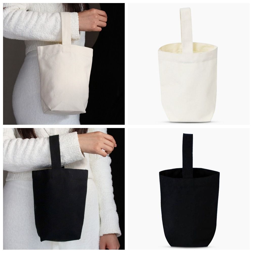 Large Capacity Canvas Tote Bag Minimalist Solid Color Everyday Handbag 1