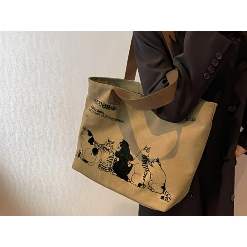 Large Capacity Canvas Tote Bag For Women Zipper Shoulder Work And Shopping Bag 1