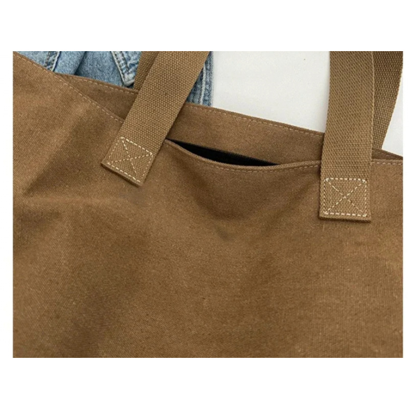 Large Capacity Canvas Tote Bag For Women Zipper Shoulder Work And Shopping Bag 2
