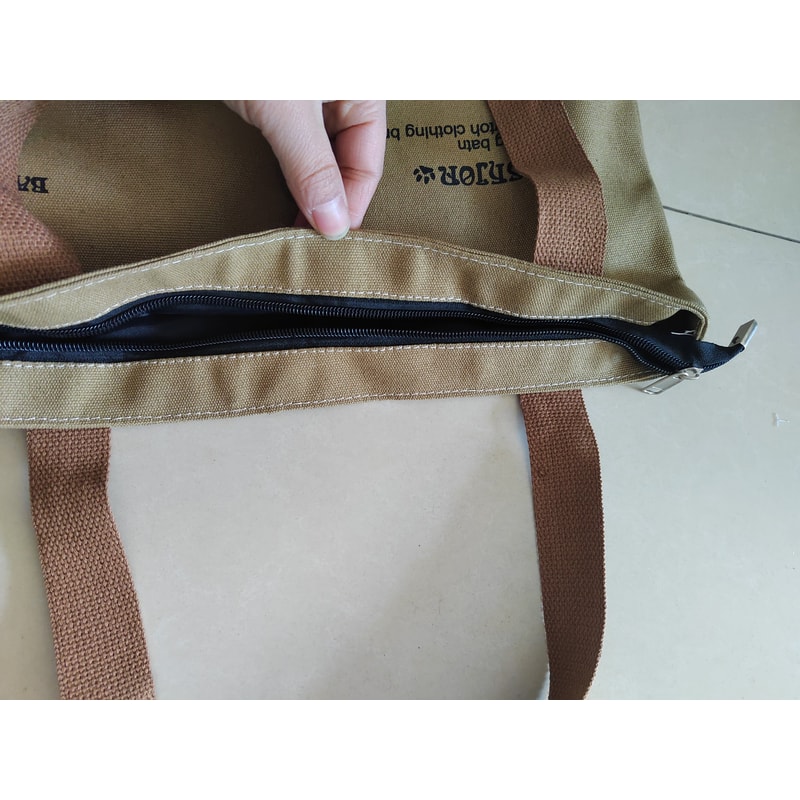 Large Capacity Canvas Tote Bag For Women Zipper Shoulder Work And Shopping Bag 3