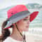 Womens Wide Brim Sun Hat With Ponytail Hole Breathable Waterproof Summer Beach Hat 1