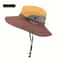 Womens Wide Brim Sun Hat With Ponytail Hole Breathable Waterproof Summer Beach Hat 2