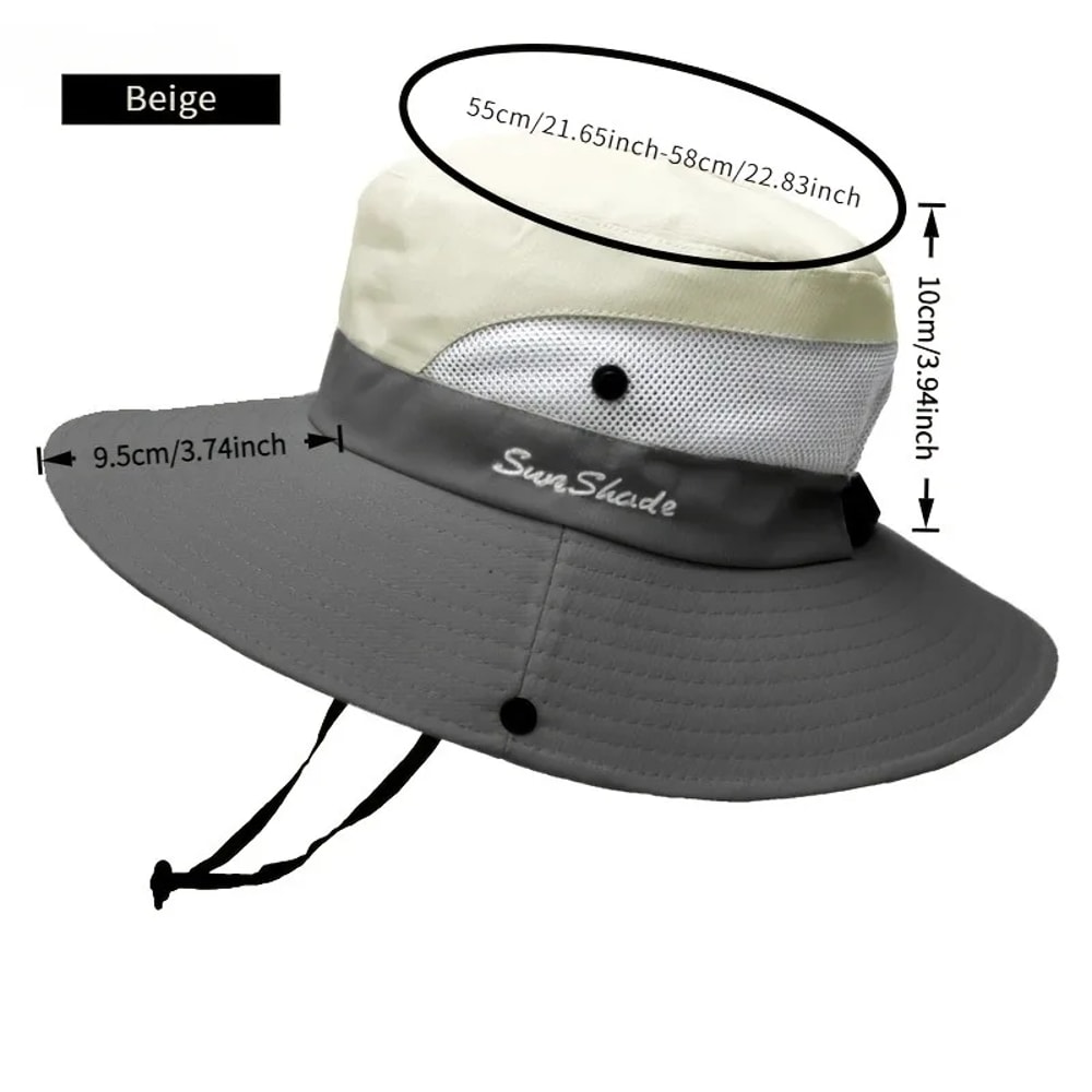 Womens Wide Brim Sun Hat With Ponytail Hole Breathable Waterproof Summer Beach Hat 5