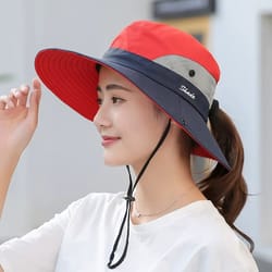 womens wide brim sun hat with ponytail hole breathable waterproof summer beach hat
