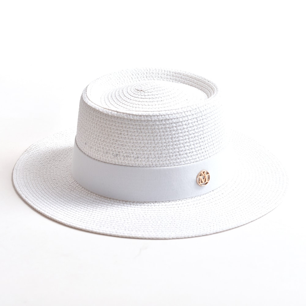 Wide Brim Straw Sun Hat For Women Beach Travel Ribbon Summer Hat 1