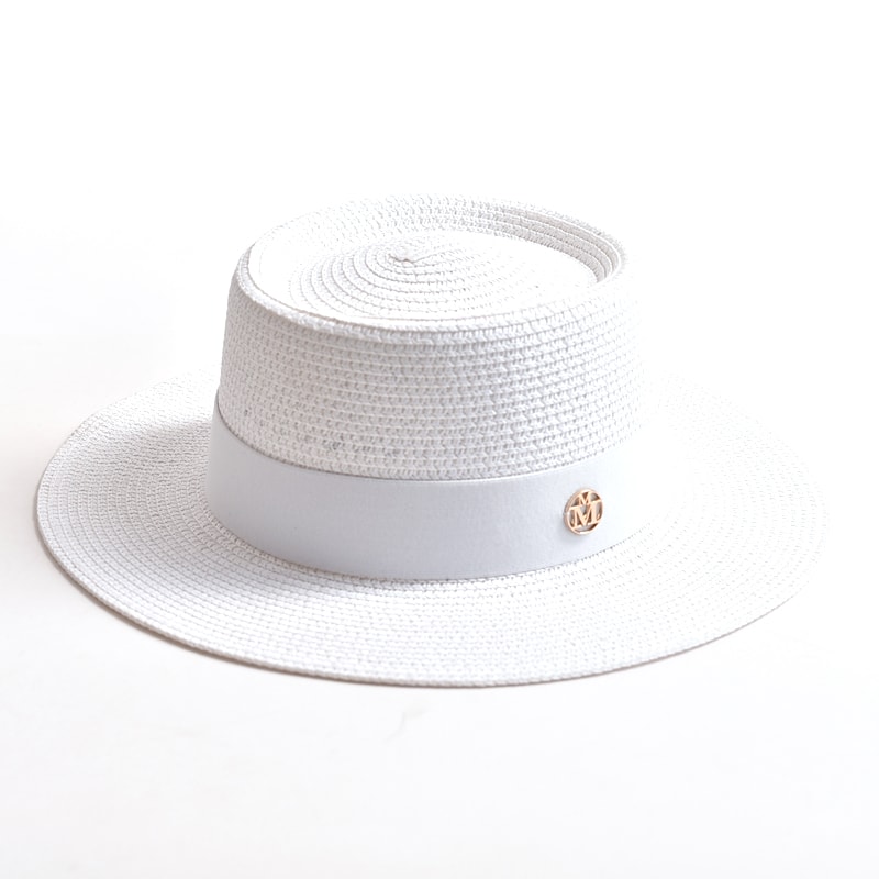 Wide Brim Straw Sun Hat For Women Beach Travel Ribbon Summer Hat 1