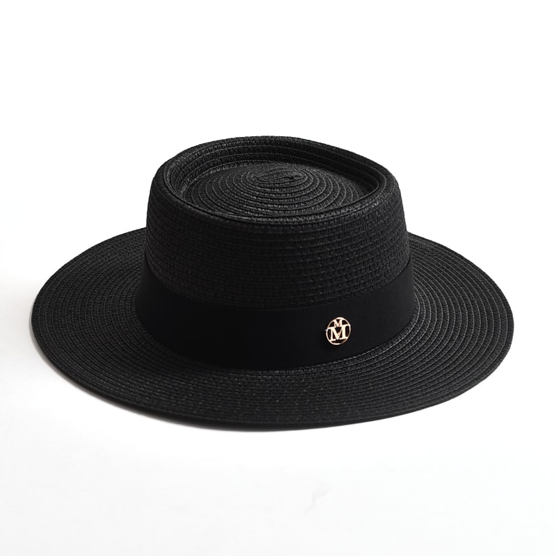 Wide Brim Straw Sun Hat For Women Beach Travel Ribbon Summer Hat 4