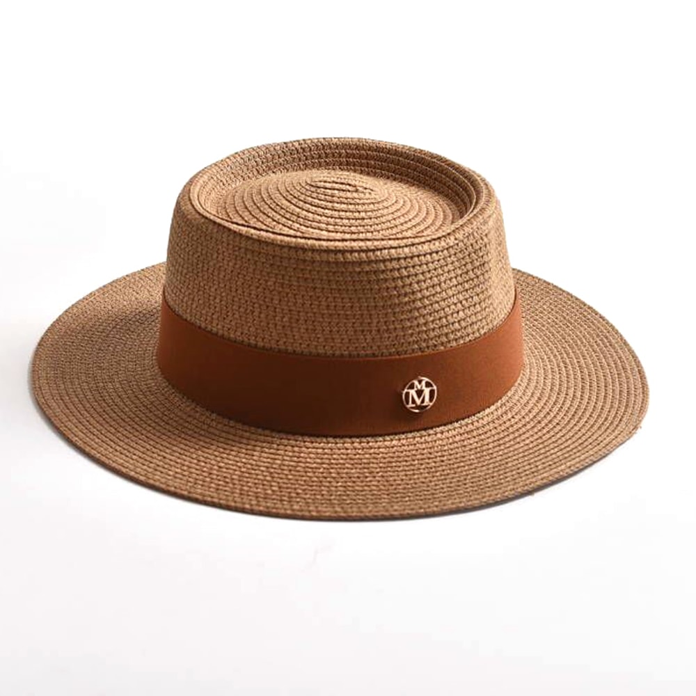 Wide Brim Straw Sun Hat For Women Beach Travel Ribbon Summer Hat 8