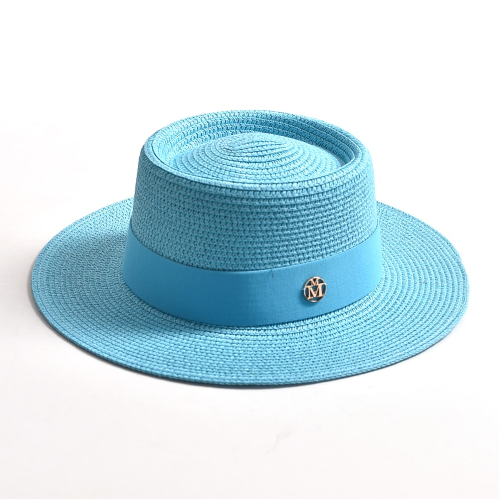 Wide Brim Straw Sun Hat For Women Beach Travel Ribbon Summer Hat 9