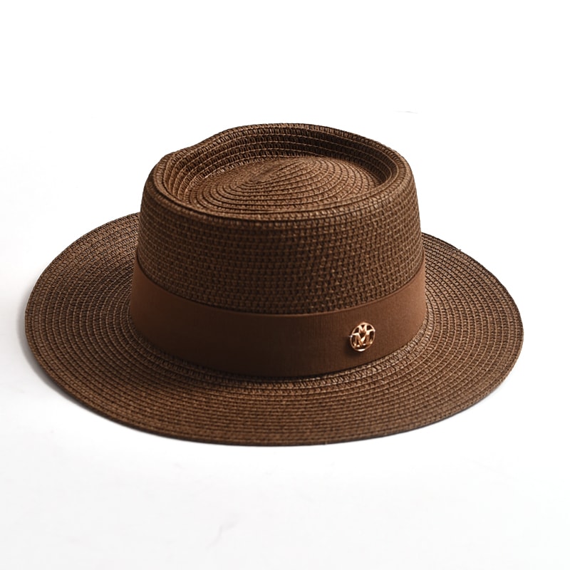Wide Brim Straw Sun Hat For Women Beach Travel Ribbon Summer Hat 13
