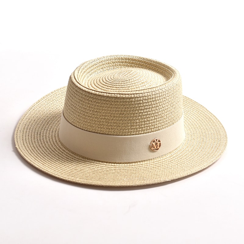 Wide Brim Straw Sun Hat For Women Beach Travel Ribbon Summer Hat 14