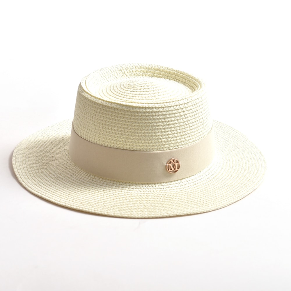 Wide Brim Straw Sun Hat For Women Beach Travel Ribbon Summer Hat 15