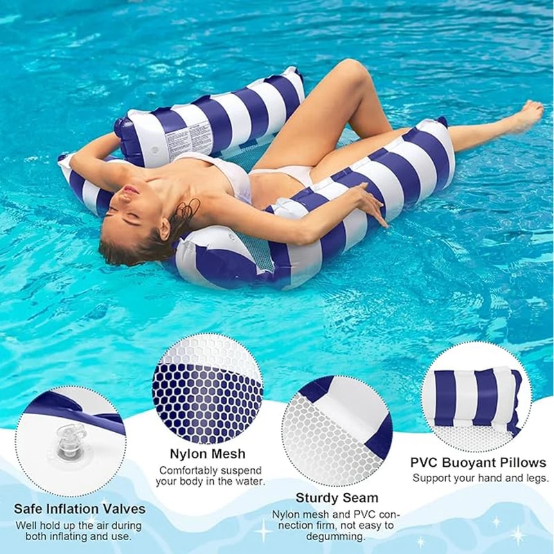 Inflatable Pool Hammock Recliner Float Adult Water Lounge Chair For Pool And Beach 3