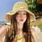 Women Crochet Straw Bucket Hat Beaded Summer Sun Hat For Beach Travel 3