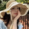 Women Crochet Straw Bucket Hat Beaded Summer Sun Hat For Beach Travel 6