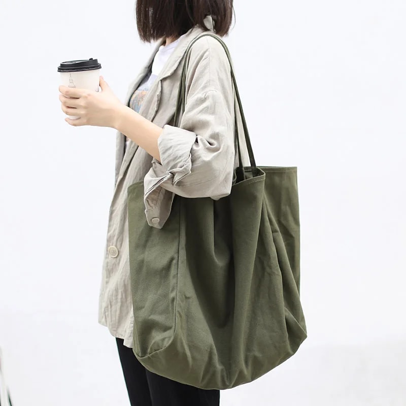 Large Capacity Canvas Tote Bag Reusable Shoulder Bag For Women Everyday Shopping 2