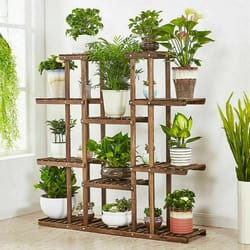 multi tier wooden plant stand indoor outdoor natural pine plant shelf rack