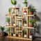Multi Tier Wooden Plant Stand Indoor Outdoor Natural Pine Plant Shelf Rack 4