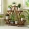 Triangular Wooden Plant Stand With Wheels Carbonized Multi Tier Indoor Outdoor Plant Shelf 1