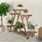 Triangular Wooden Plant Stand With Wheels Carbonized Multi Tier Indoor Outdoor Plant Shelf 0