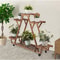 Triangular Wooden Plant Stand With Wheels Carbonized Multi Tier Indoor Outdoor Plant Shelf 0