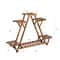 Triangular Wooden Plant Stand With Wheels Carbonized Multi Tier Indoor Outdoor Plant Shelf 4