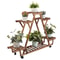 Triangular Wooden Plant Stand With Wheels Carbonized Multi Tier Indoor Outdoor Plant Shelf 5