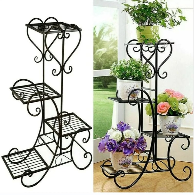 Tier Metal Plant Stand Indoor Outdoor Flower Pot Display Rack 0