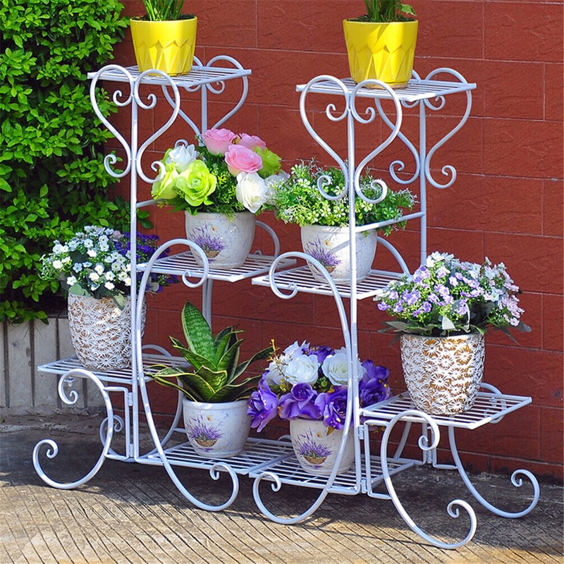 Tier Metal Plant Stand Indoor Outdoor Flower Pot Display Rack 6